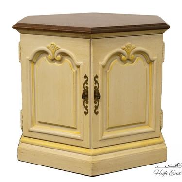 High End Cream Off-white French Provincial Hexagonal Storage End / Accent Table 