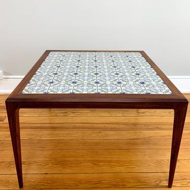 Silkeborg Danish Modern Rosewood and Tile Occasional Coffee Table 