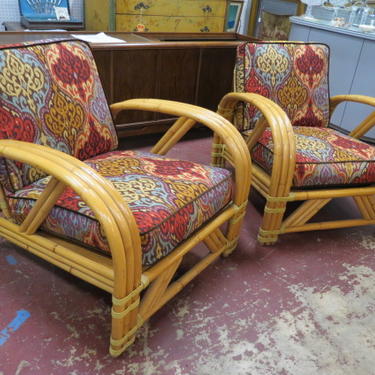SALE! Vintage Mid century 2 bamboo lounge chairs
