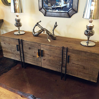 Handsome Iron And Wood Rustic Industrial Console	