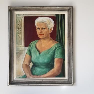 1950's Crown Wildgi Oil on Canvas Portrait Painting, Framed 