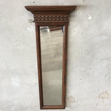 Vintage Narrow Mirror with Crown Molding on Top