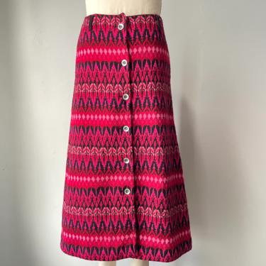 1970s Maxi Sweater Skirt Icelandic Wool Knit S 