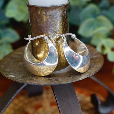 Vintage Sterling Silver Half Moon Hoop Earrings, 925 CNA Thailand, Petite Silver Hinged Hoop Earrings, Minimalist Earrings, 925 Jewelry 