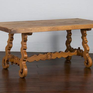 19th Century Spanish Baroque Carved Oak Farmhouse Dining Table 