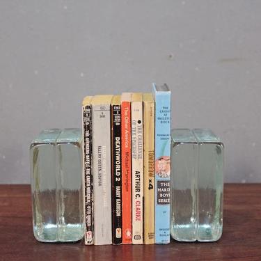 Pair of Glass Brick Bookends