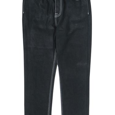 GRLFRND - Black Waxed Straight Leg Jeans w/ White Stitching Sz 29