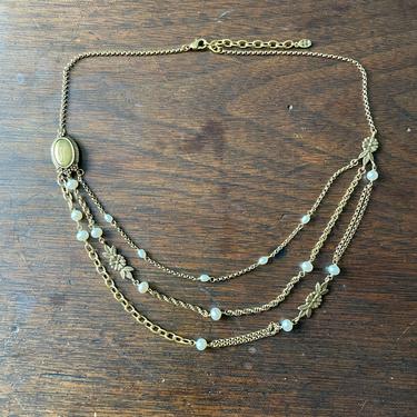 Layered Gold and Pearls Necklace
