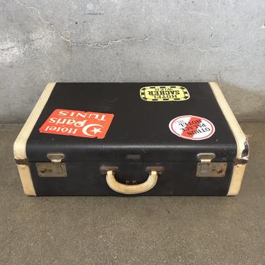 Vintage Suitcase with Hotel Labels
