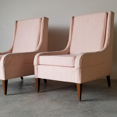 Jack Lenor Larsen Style Mid-Century Lounge Chairs - a Pair 