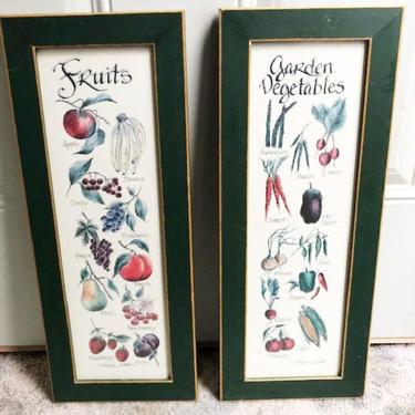 A set of Vintage Lori Voskuil Dutter Fruits and Vegetable Garden Picture Prints -Framed by LeChalet
