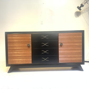 Mid Century Modern Paul Frankl for Brown Saltman Combed Wood Mahogany Credenza 
