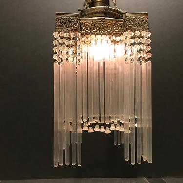 Vintage Glass Straw Prism European Light Shade 1920 Art Deco Art Nouveau Restored 3 available 