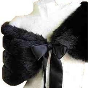 BLACK FAUX Mink FUR Bridal Wrap Shawl Capelet 