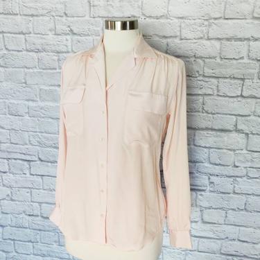 Vintage 80s Pink Button-Up Blouse 