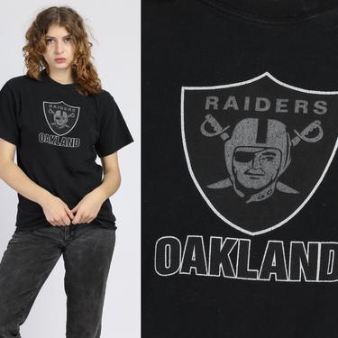 Vintage Oakland Raiders T Shirt - Medium | 90s NFL Football Black Graphic Tee 