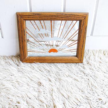 Vintage &quot;Today is the First Day of the Rest of My Life,&quot; Oak Framed Graphic Sunshine and Cloud Mirror 
