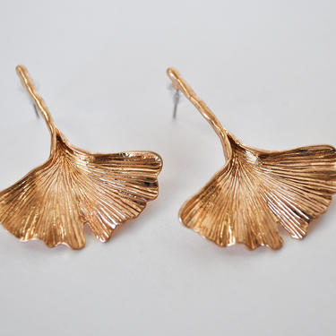 Ginkgo Leaf Earrings - Gold Fashion Jewelry - Gift for Her 