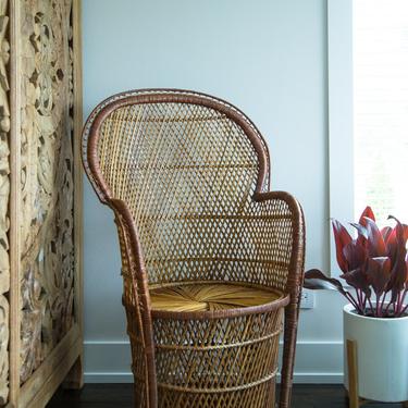 SHIPPING NOT FREE! Vintage Macrame Wicker Barrel Chair/ Peacock chair 