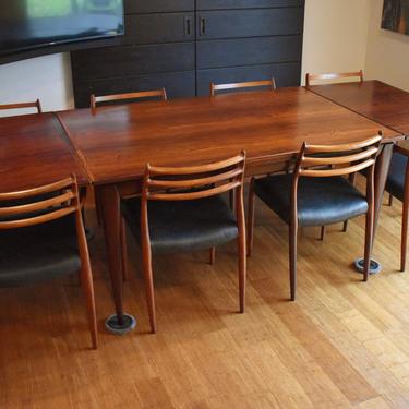 Restored Niels Moller Brazilian Rosewood dining set (expanding rectangular table, eight 78/62 chairs) 