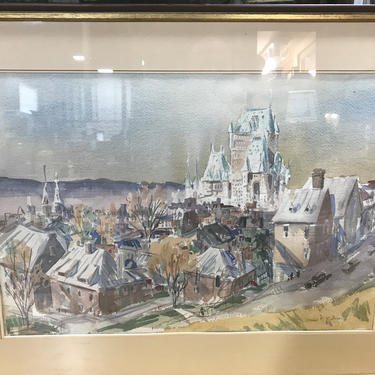HOLD David C Baker watercolor of Old Quebec Montreal 