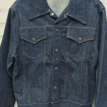 60s Vtg Pointer Brand Trucker Blue Jean Jacket  / Snap Up Sanforized Denim Jacket / Small 