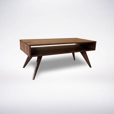 Mid Century Modern Coffee Table- Solid Wood Walnut- 
