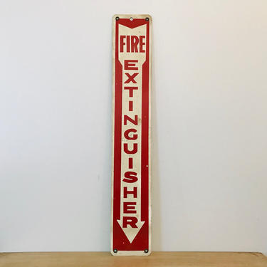 Vintage Fire Extinguisher Metal Industrial Factory Sign 
