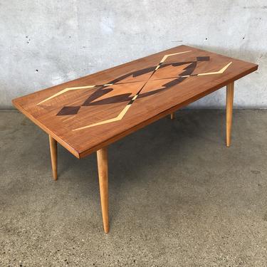 Swedish Coffee Table with Exotic Wood inlay - Sweden, 1950s