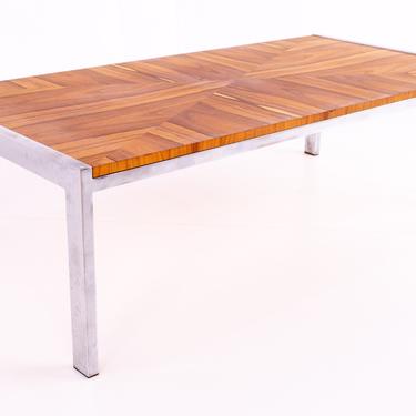 Milo Baughman Style Mid Century Rosewood and Chrome Coffee Table 
