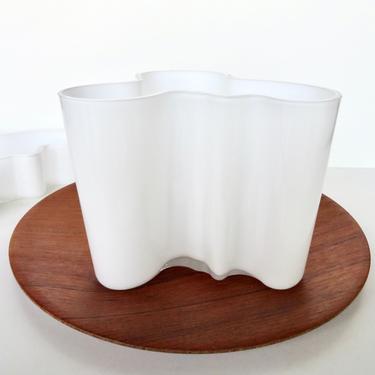 Vintage Modern Iittala Savoy White Cased Glass Vase By Alvar Aalto From Finland 