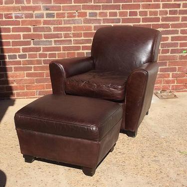 Leather club chair and ottoman