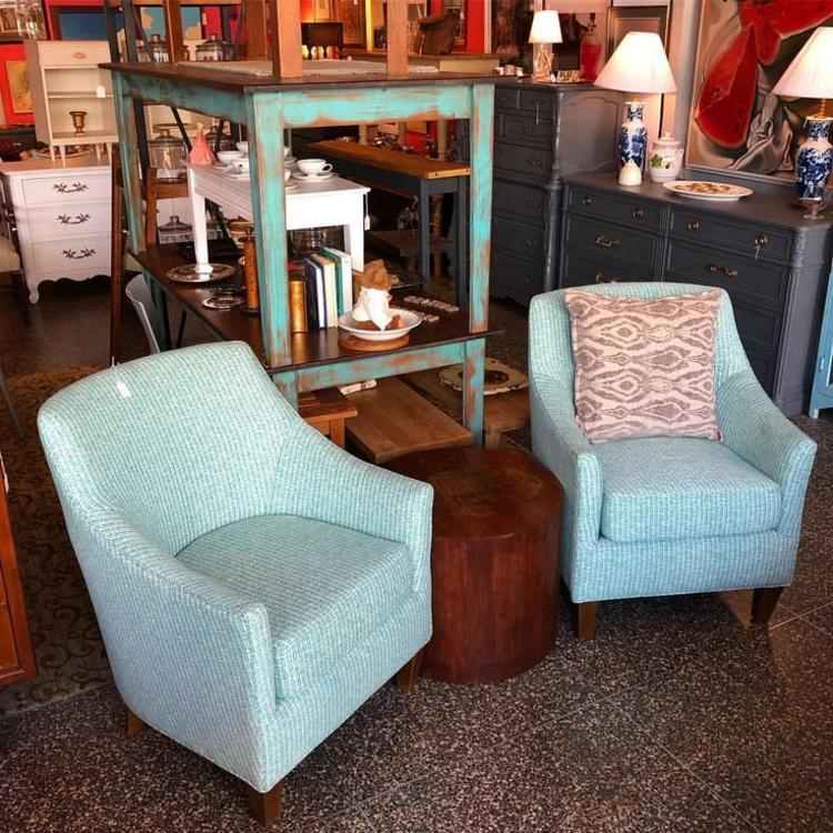 Pair of blue chairs