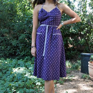 Vintage 70s NWT Jody of California Purple Halter Wrap Dress, XS / Small Women, JT Dress Co. 