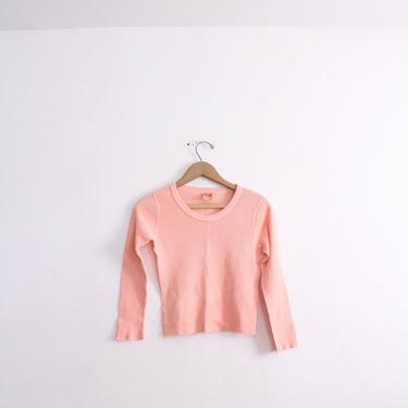 Peach Cropped Thermal Shirt 