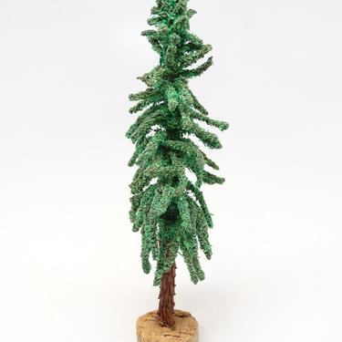Antique 4 3/4 Inch German Faux Pine Tree for Nativity or Putz for Christmas, Vintage Retro Decor 