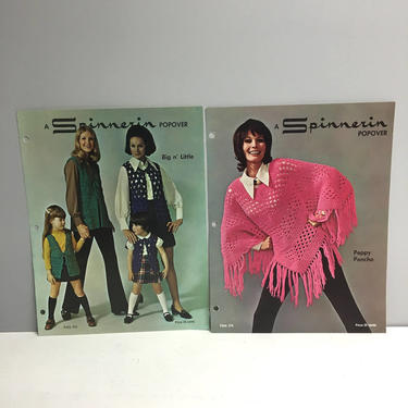 Spinnarin Big n' Little Vests Folio 312 - Peppy Poncho Folio 314  - 1970s fashion 