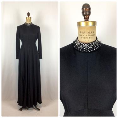 Vintage 60s dress | Vintage black maxi evening dress | 1960s Jane Justin evening gown 
