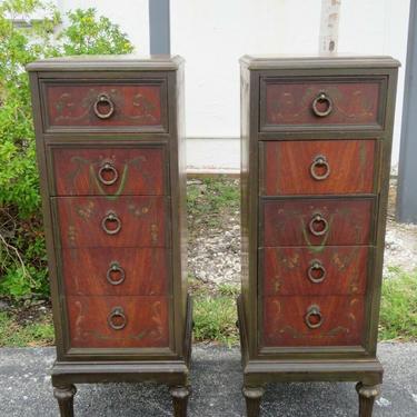 Early 1900s French Extra Tall Pair of Nightstands Side Tables 1978