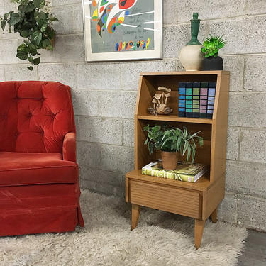 LOCAL PICKUP ONLY Vintage Nightstand Retro 1960's Mid Century Modern End Table with 3 Shelves and 1 Drawer for Bedroom or Living Room 
