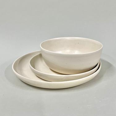 The Dinnerware Set - Warm White (ceramic, handmade, plates, bowl, tableware) 