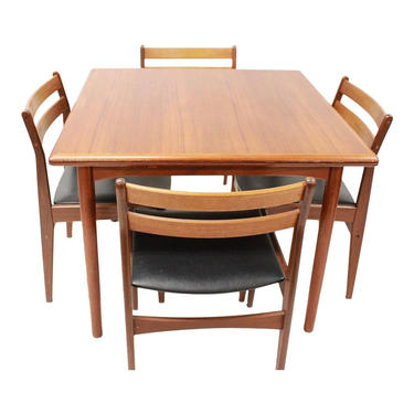 Mid Century Modern danish dining set expandable table 4 chairs | Gre-Stuff.com 