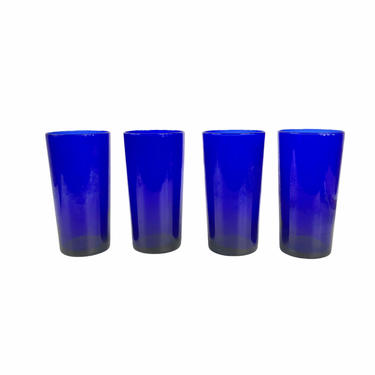 Vintage Cobalt Blue Glasses, Cobalt Blue Glassware, set of 4 