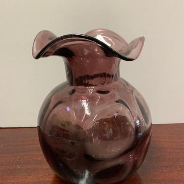 Mid Century Glass Purple Vase 