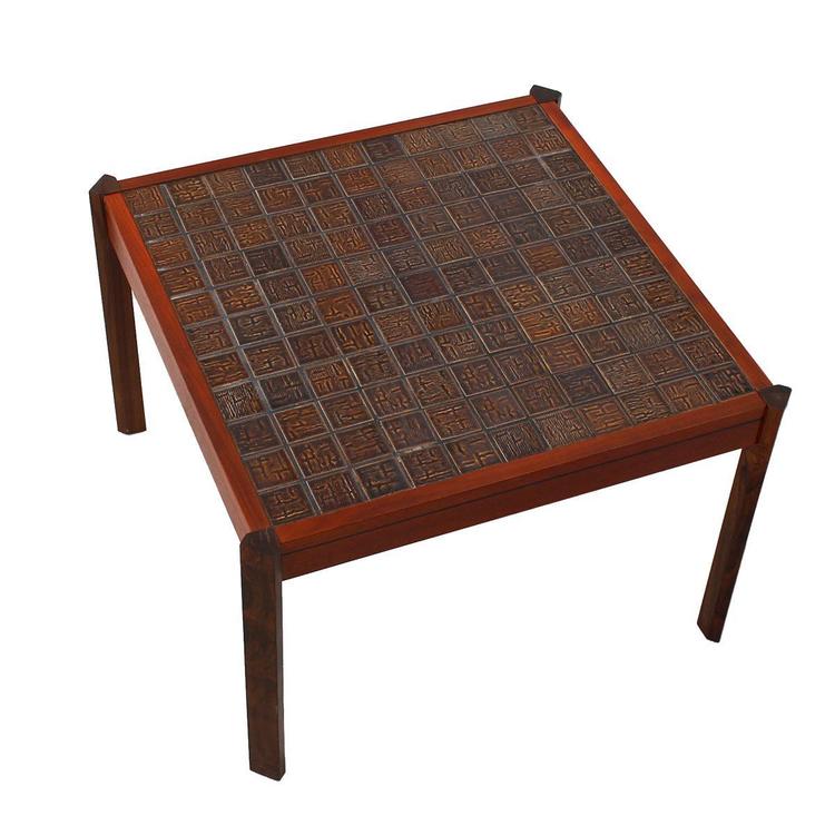 Danish Modern Accent Table in Teak with Tile Top
