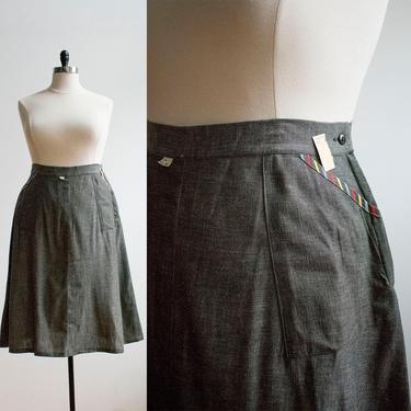 Vintage 1950s Deadstock Skirt / Vintage 1950s A Line Skirt / Chambray Skirt XL / New Old Stock / Vintage A Line Skirt / Plus Sized Vintage 