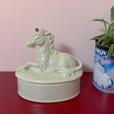 Vintage Ceramic Unicorn Box 