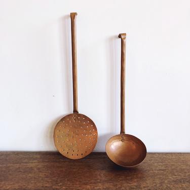 Antique French Copper Skimmer and Ladle 