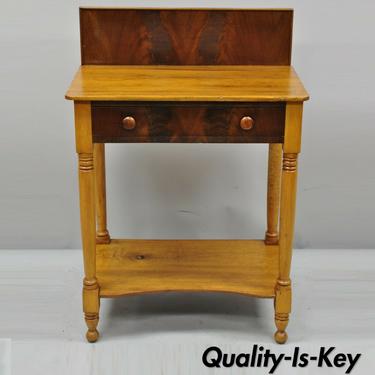 Antique 19th C American Colonial Crotch Mahogany Pine Washstand Nightstand Table