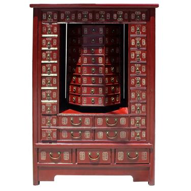 Chinese Distressed Red 95 Drawers Medicine Apothecary Cabinet cs5125S